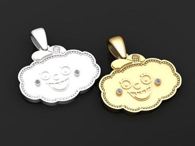 Smiling Cloud Cartoon Pendant  3D PRINTABLE MODEL