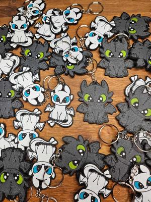 toothless and light fury keychain