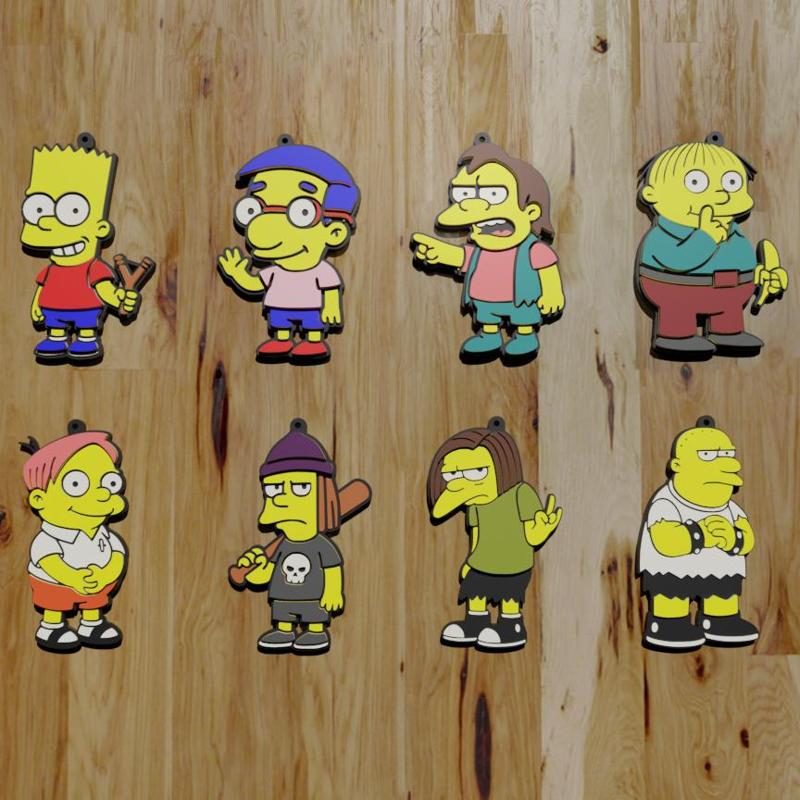 PACK 8 KEYCHAIN KEYRINGS / KEYCHAIN The Simpsons: Children of Mayhem (STL & 3MF)