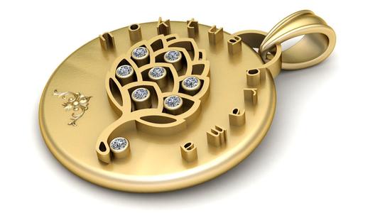 GOLD LEAVES FLOWER  PENDANT   3d printable model