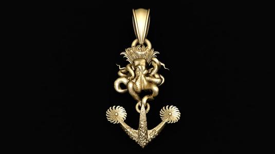 3D Hook Gold Pendant 3D Printable Model
