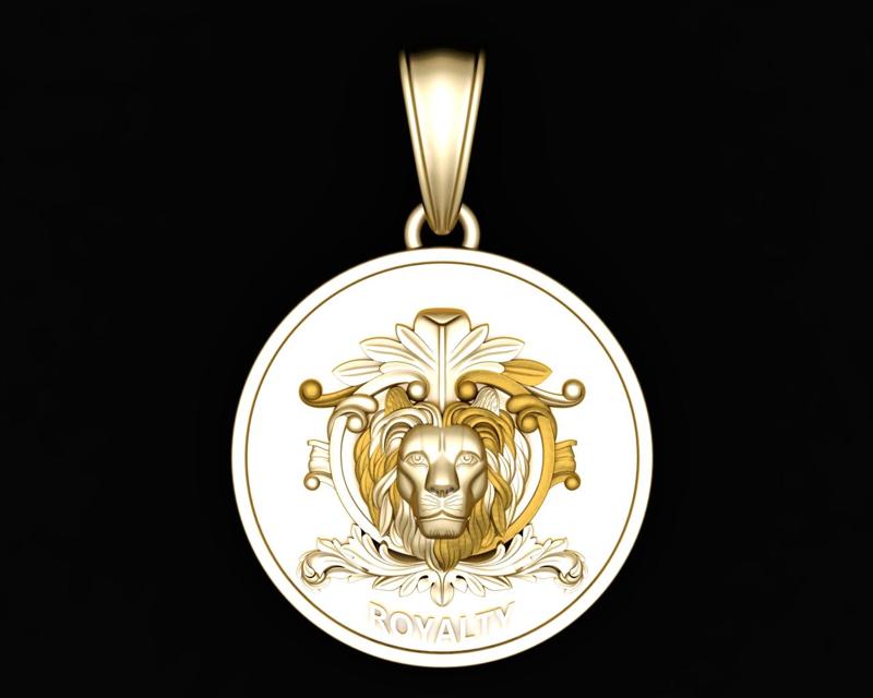 Round Faces Lion Pendant 3D Printable Model.