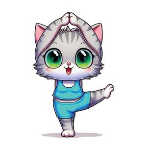 Cute cat yoga time, chibi toy