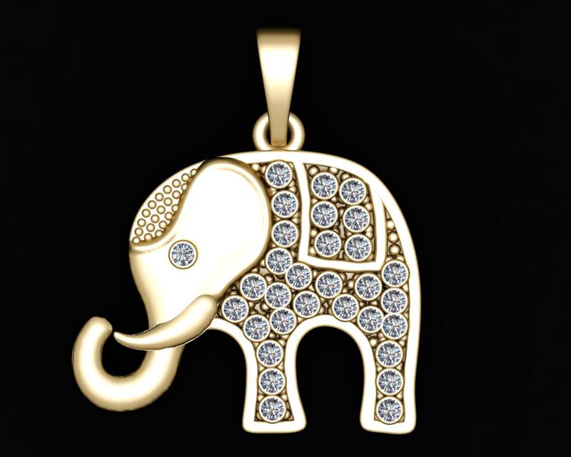 Elephant Gold Pendant  3d printable model