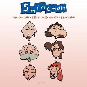 Pack 2 keychains shin chan scarlet army and mariconchis