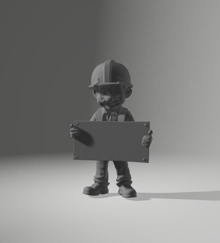 Slow Tommy holding sign