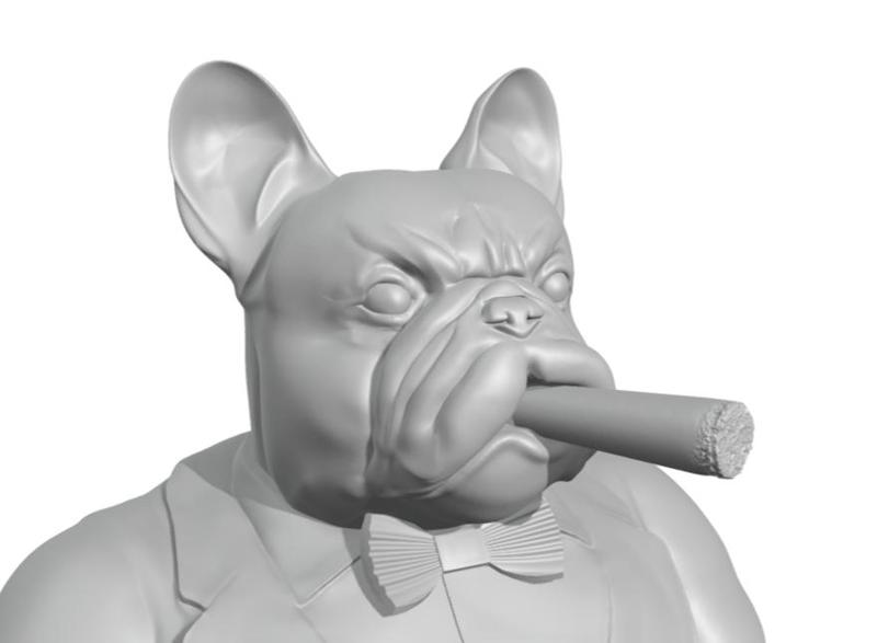 Gentleman French Bulldog smoker  half body with cigar