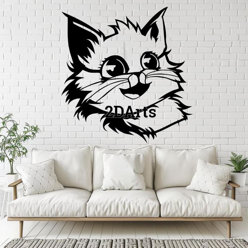 Happy Baby Cat 2D Wall Art/Window Art - Digital STL & SVG File for 3D Printing or Laser Cutting