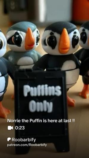 Norrie the Puffin from Roobarbify's FlufferNutters