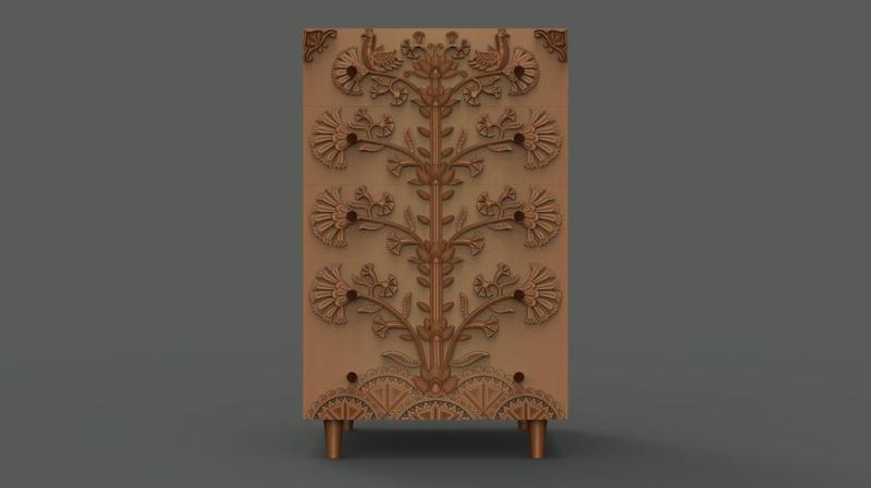 Five-Drawer Dresser Cnc Carving 3D Model