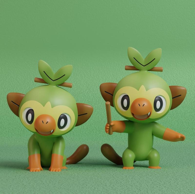 Pokemon - Grookey with 2 poses