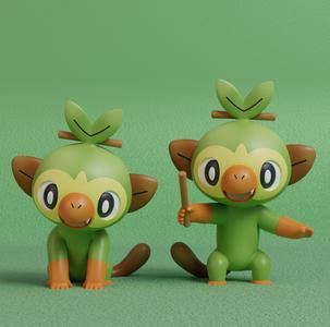 Pokemon - Grookey with 2 poses