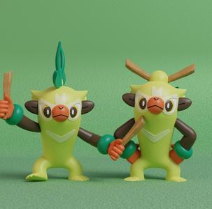Pokemon - Thwackey with 2 poses