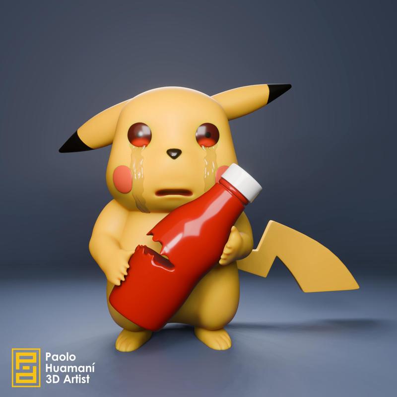 Sad Pikachu with Ketchup
