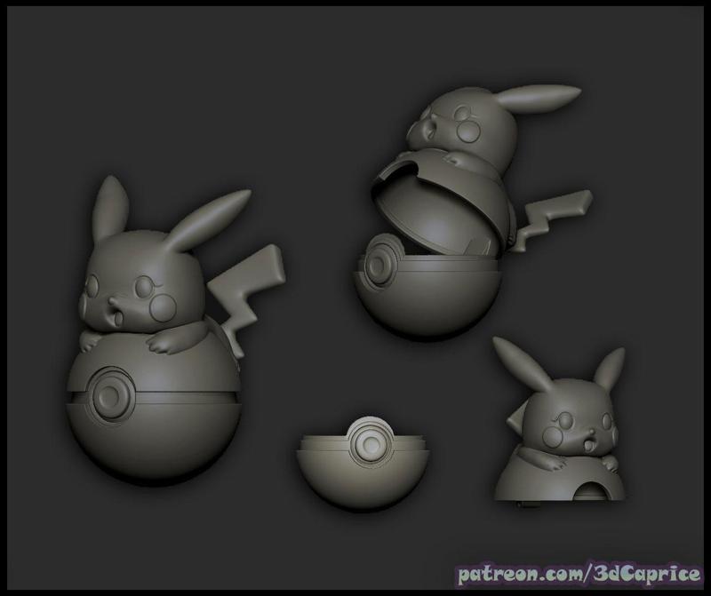 Pikachu on a Poké ball