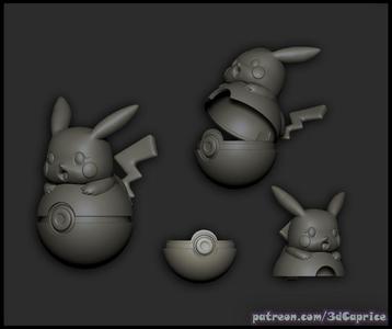 Pikachu on a Poké ball