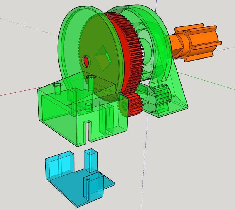 Complete gearbox for MG90S servo.