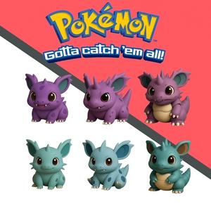 Pokemon Nidoran family pack x 7 units