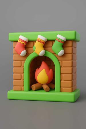 Christmas Fireplace with Stockings – Cozy Holiday 3D Printable