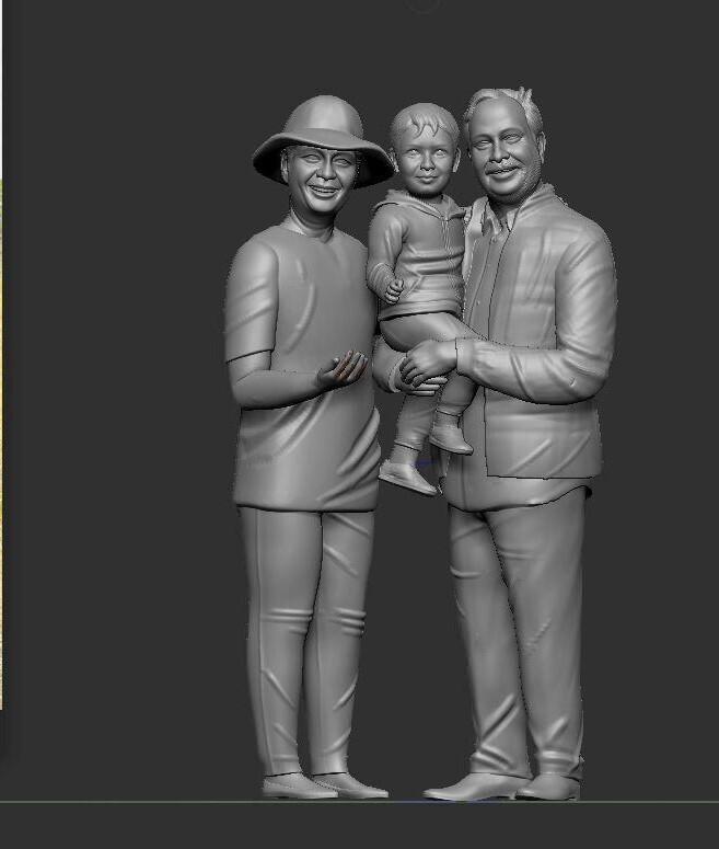 family with monkey
