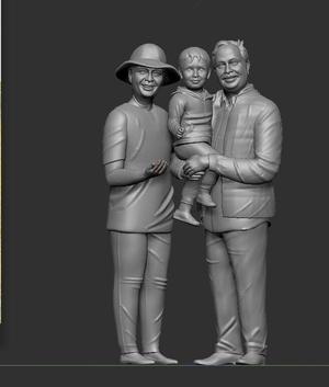family with monkey