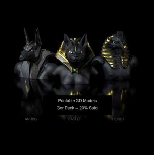 30% discount- 3-pack- Three-Gods-Bastet-Horus -AnubisV1