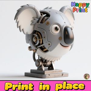 Mechanical koala head sculpture