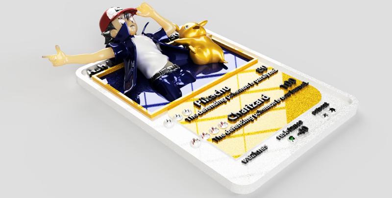 3D Pokemon card Ash trainer