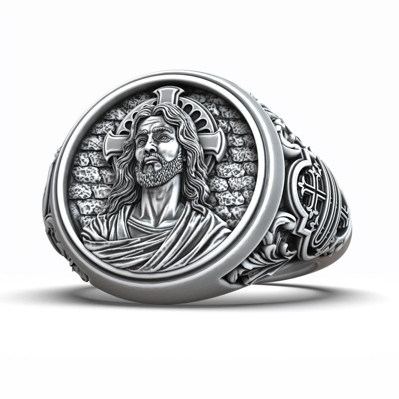 Jesus Christ Christogram Symbol Sacred Christian Ring
