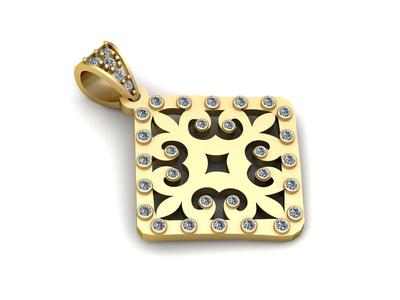 square gold pendant  3D printable model