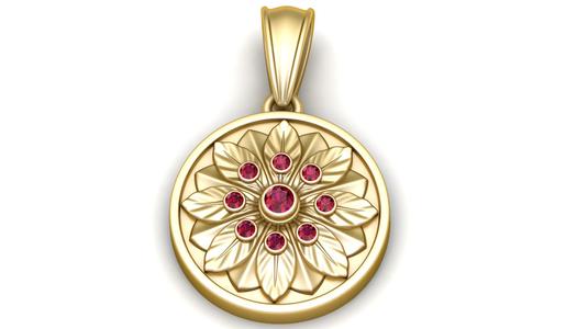 gold floral medallion pendant