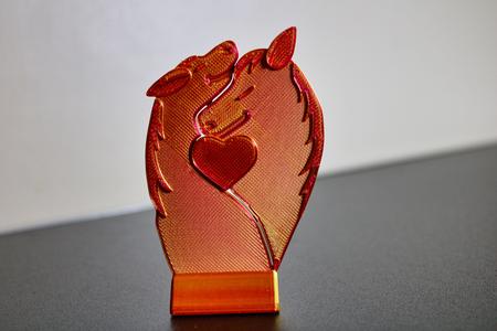 3D Printed Figurine of Two Horses Hugging with Heart Symbol