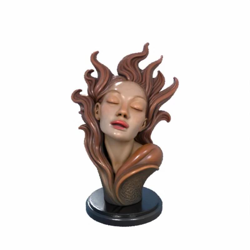 Sculpted Flame - Elegant Woman Bust
