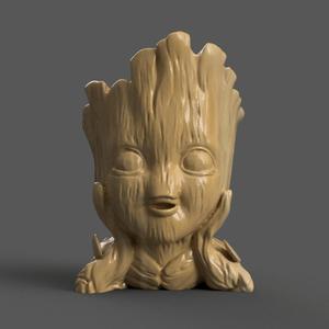 Cute groot Character Planter – 3D STL File for Home Décor