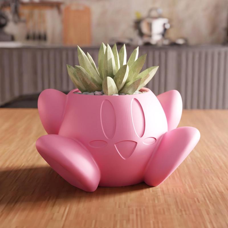 3D Cute Kirby Planter STL File – 099