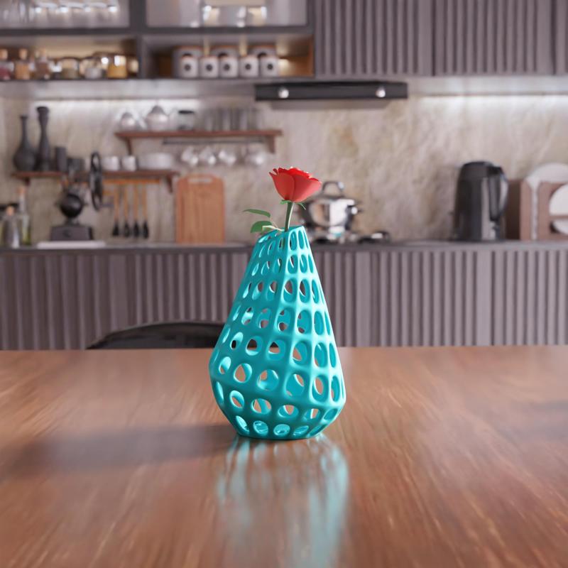 3D Wireframe Vase STL File 007