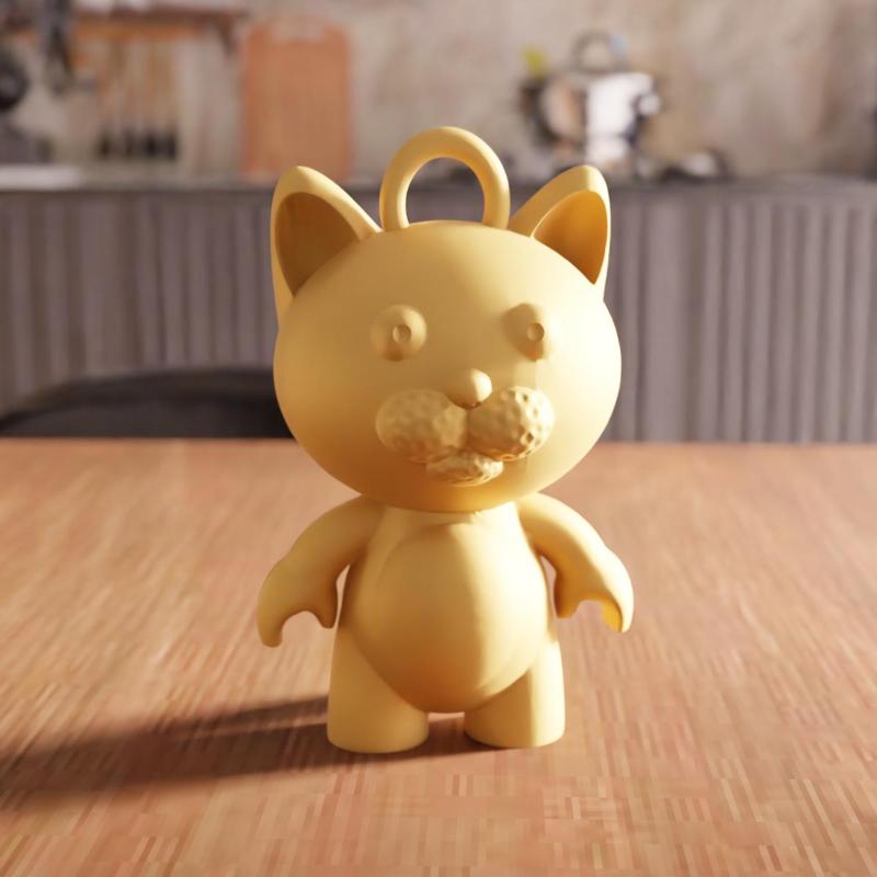 3D Cute Cat Keychain STL File - 174