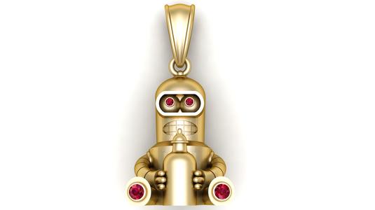 gold robot pendant