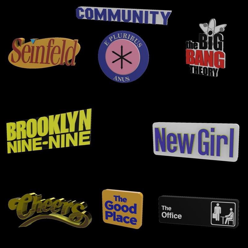 3D MULTICOLOR LOGO/SIGN - Popular Comedy/Sitcom TV Shows Pack