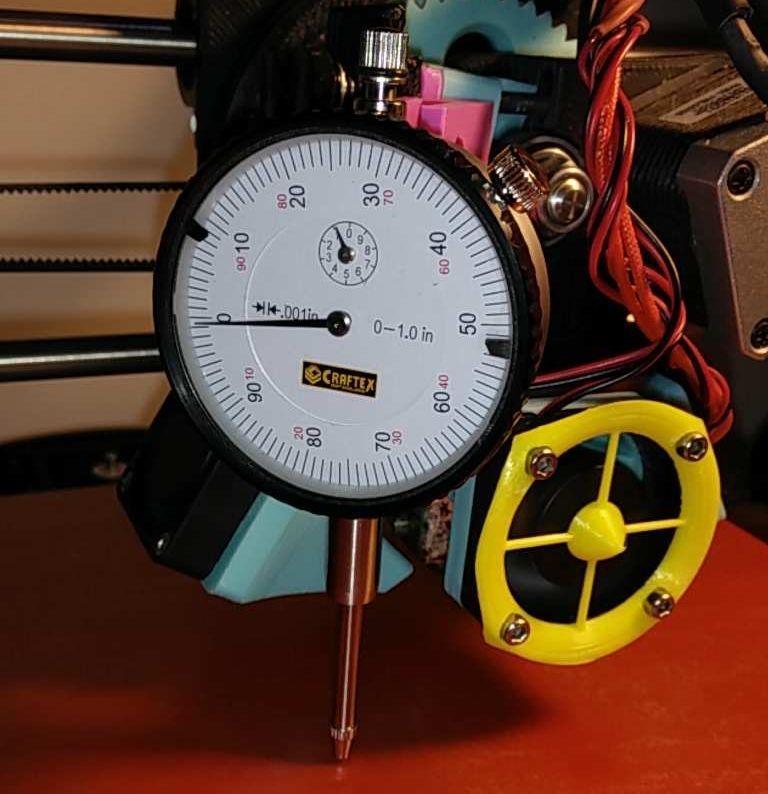 Lulzbot TAZ no tool dial gauge mount