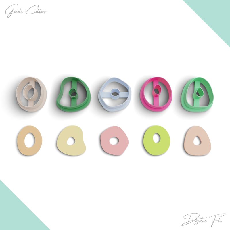 BUNDLE / Organic Donuts Polymer Clay Cutter Package, 5 Models, 2 Cutter Version, 5 Sizes Included, Digital STL File, No: 968 bundle