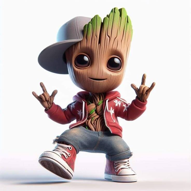 Urban vibes / urban baby groot jamming / art toy / fan art / magic makes