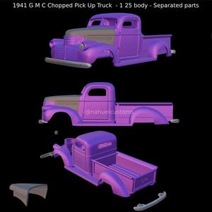 1941 G M C Chopped Pick Up Truck  - 1 25 body - Separated parts