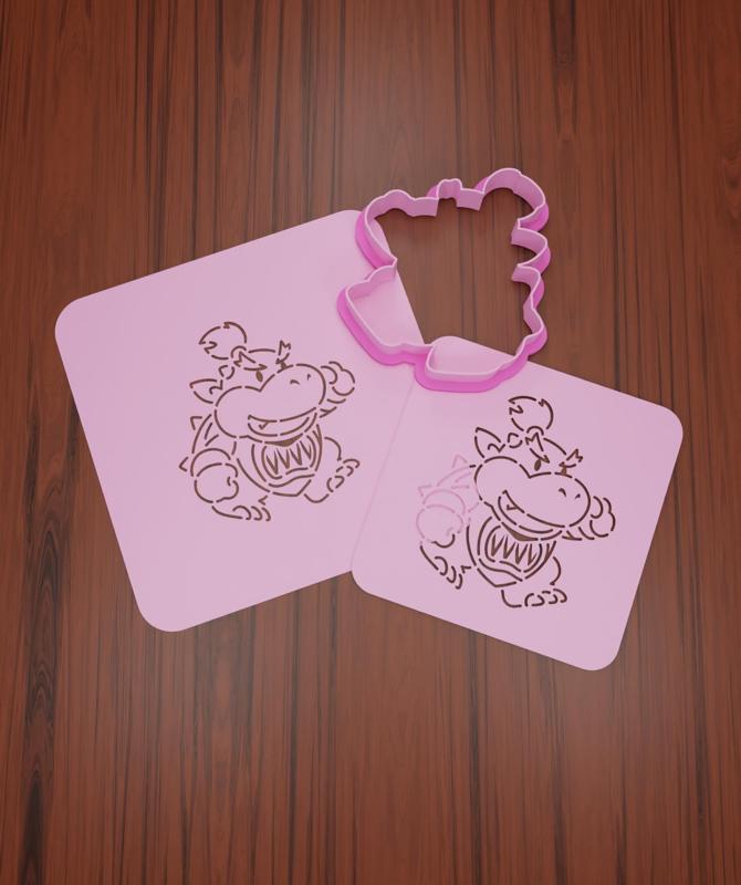 Stencil + Cutter Mario Bross Enemies #4 "Bowser Jr".