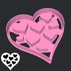 Valentine's day cookie cutters - big heart (with small hearts) (style 6)
