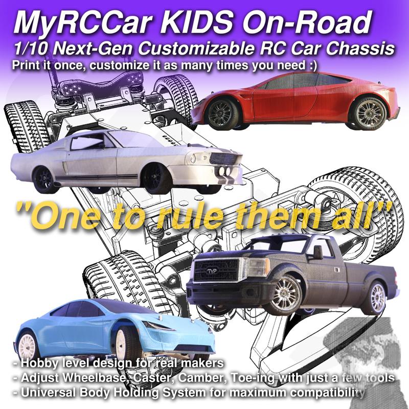 MyRCCar KIDS On-Road, 1/10 Next-Gen Customizable RC Car Chassis