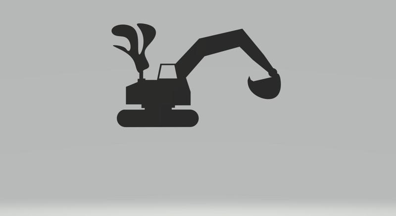 Schaufelbagger Schatten für die Wand Excavator