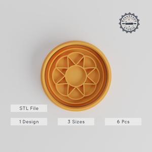 Mandala Shape Cutter & Stamp, Geometric Pattern, Sacred Geometry, Cookie & Fondant Tool Set, Sizes S/M/L, 6 Piece Collection PRODUCT_5145