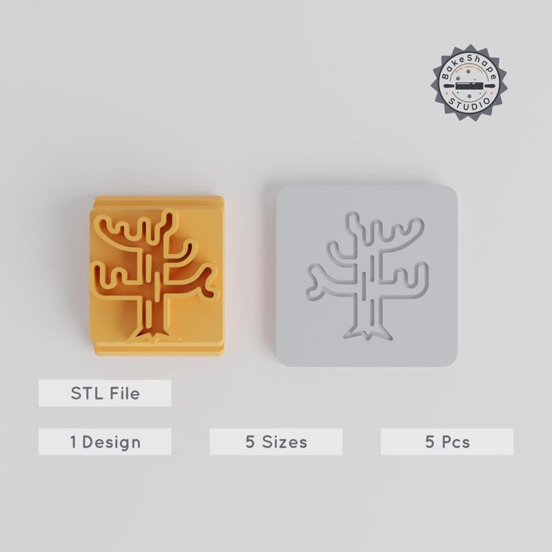 Winter Tree Stamp Tile Set, 5 Motif Sizes for Clay, Cookies & Fondant PRODUCT_5453