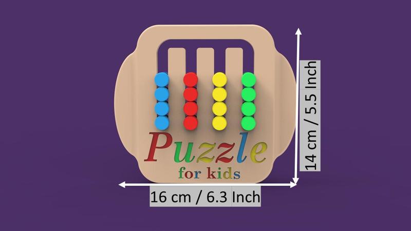 Kids Puzzle Color Matching Game 4x4 (Red, Blue, Yellow, Green) with 12 Cards to Match